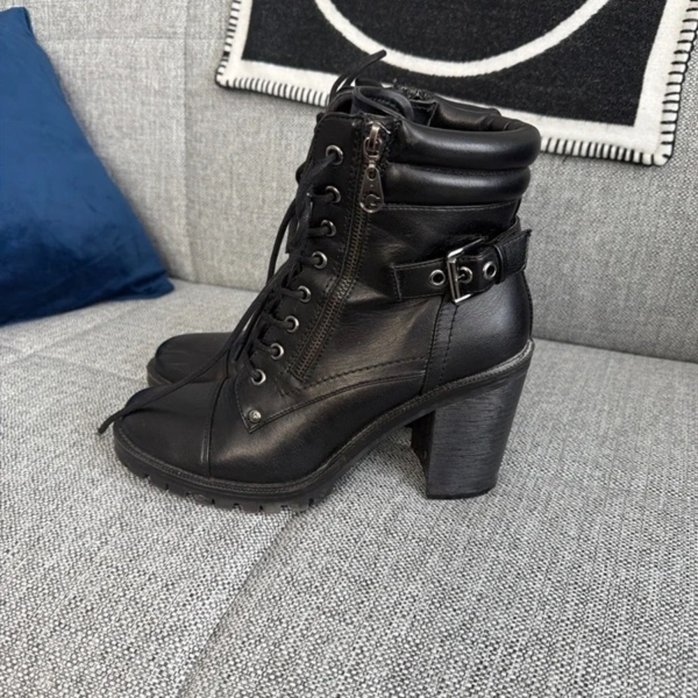 Chic Black Heeled Boots with Buckle Detail